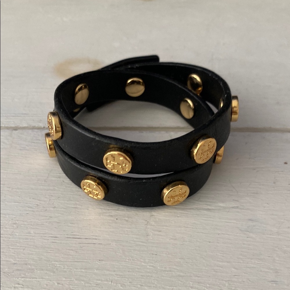 Tory Burch Black and Gold Wrap Bracelet